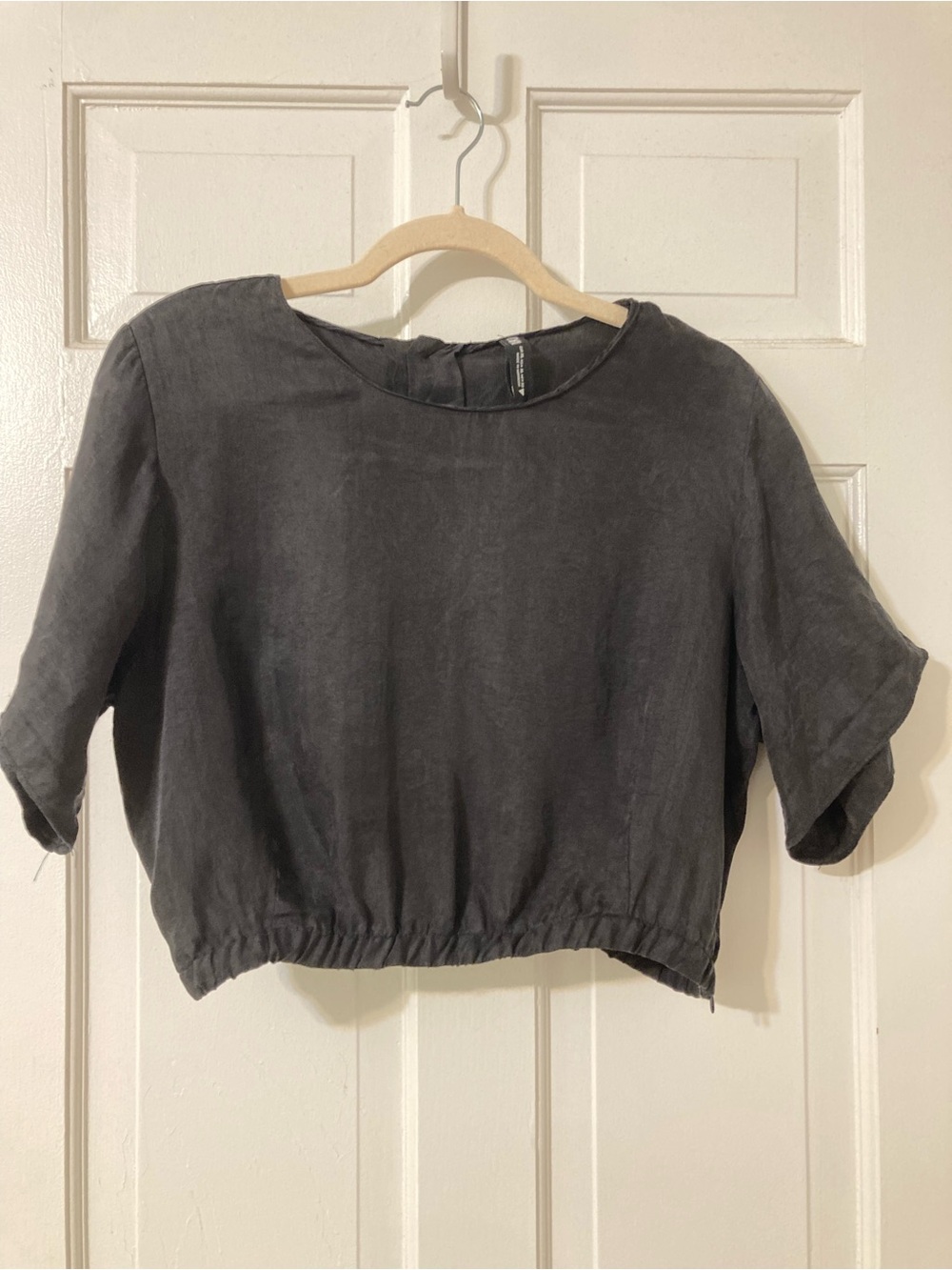 Zara Charcoal Cropped Boxy Top